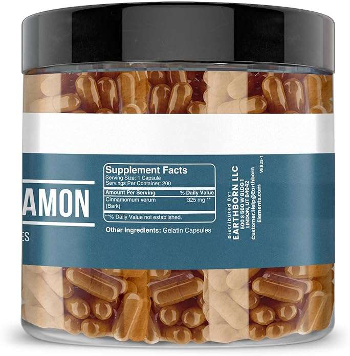 Earthborn Elements Ceylon Cinnamon 200 Capsules, Pure & Undiluted, No Additives - Image 3