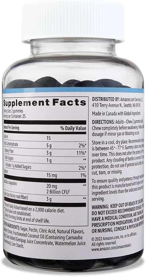 Amazon Brand - Solimo Prebiotic & Probiotic Gummies, 2 Billion CFU, Blue Raspberry, 50 Count (2 per Serving) - Image 2
