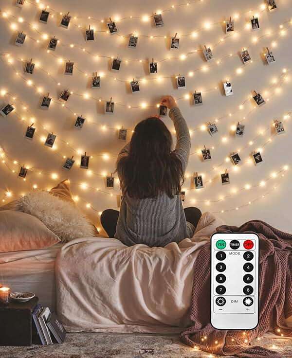 LECLSTAR 50 LED Photo Clips String Lights, 17ft with Remote - 8 Modes Fairy Lights to Clip on Pictures, Photos, Cards - Image 1