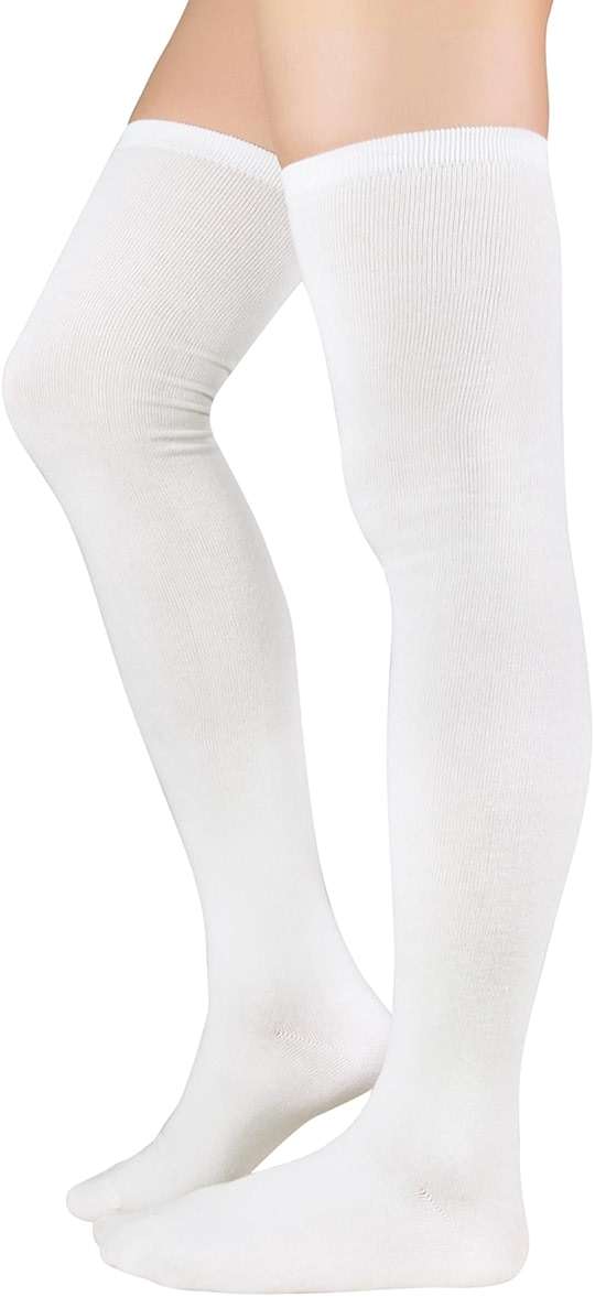 Zando Womens Thigh High Socks Over The Knee Tube Leg Warmers Stocking Cotton Cosplay Long Solid Leggings Sock - Image 1