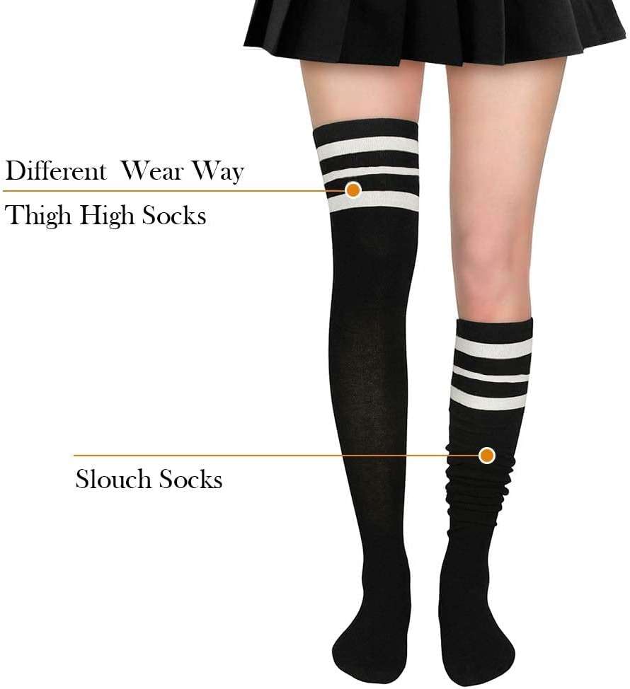 Zando Womens Thigh High Socks Over The Knee Tube Leg Warmers Stocking Cotton Cosplay Long Solid Leggings Sock - Image 3