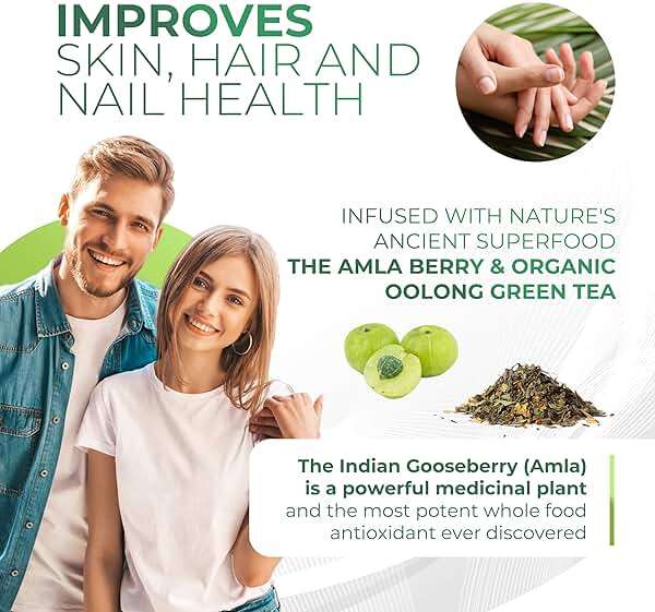 Amla Powder & Decaf Green Tea Superfood Supplement, 20x Ultra Concentrated Amla, Antioxidant Support, Made with Oolong Tea and Indian Gooseberries, Organic, Vegan, Decaf, 30 Servings - Image 3