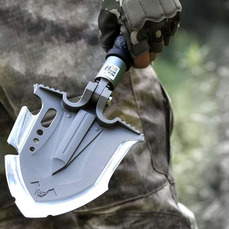 Zune Lotoo Survival Shovel Multitool 28 in 1 Luxury Kit, Tactical Camping Folding Shovel, Unbreakable Martensitic Steel Adjustable 7 Angles 24-35.4'' Length, Compact Gear for Outdoor Hiking Emergency - Image 2