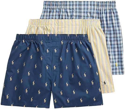 POLO RALPH LAUREN Underwear Boxers Pack, 3-Pack, Classic Fit Cotton Woven Men's Underwear, (Big & Tall Availble) - Image 1