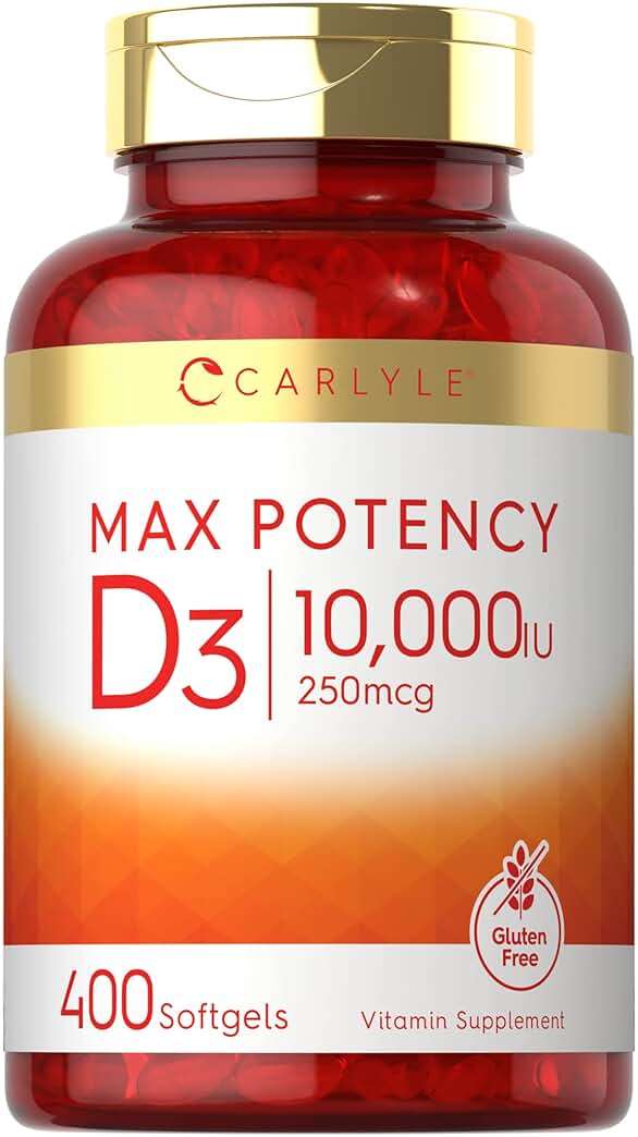 Carlyle Vitamin D 10000 IU 400 Softgels | Value Size | Max Potency | Non-GMO, Gluten Free Supplement - Image 1