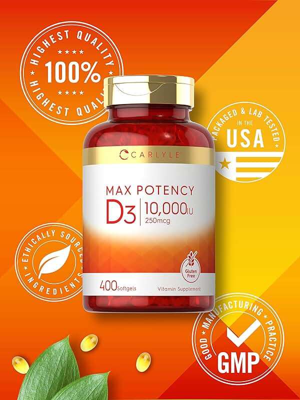 Carlyle Vitamin D 10000 IU 400 Softgels | Value Size | Max Potency | Non-GMO, Gluten Free Supplement - Image 5