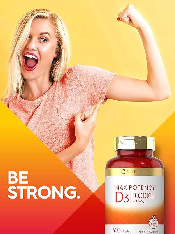 Carlyle Vitamin D 10000 IU 400 Softgels | Value Size | Max Potency | Non-GMO, Gluten Free Supplement - Image 6