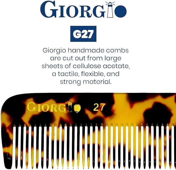 Giorgio G27 Handmade All Fine Tooth Pocket Comb, Hair Comb Straightener for Everyday Grooming Styling Hair, Mustache and Beard for Men Women and Kids, Use Dry or with Balms, Saw Cut and Polished - Image 5