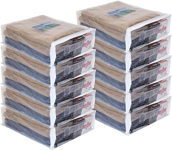 10-Pack Clear Vinyl Zippered Storage Bags 12 x 15 x 4 Inch - Image 1