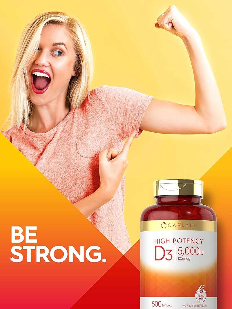 Carlyle Vitamin D3 5000 IU Softgels | 500 Count | Value Size | Non-GMO and Gluten Free Supplement | High Potency Formula | 125mcg - Image 6