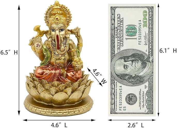 alikiki Hindu God Lord Ganesha Statue - India God Ganesh Statue Ganpati Idol Sculpture Indian Mandir Temple Pooja Items Home Altar Yoga Meditation Room Decor Gifts for Indian - Image 3