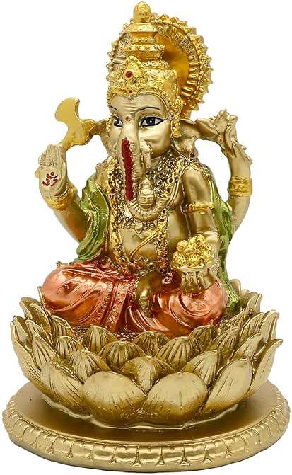 alikiki Hindu God Lord Ganesha Statue - India God Ganesh Statue Ganpati Idol Sculpture Indian Mandir Temple Pooja Items Home Altar Yoga Meditation Room Decor Gifts for Indian - Image 7