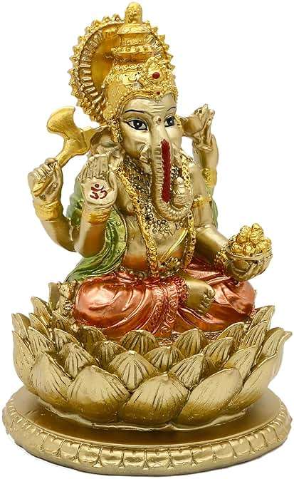 alikiki Hindu God Lord Ganesha Statue - India God Ganesh Statue Ganpati Idol Sculpture Indian Mandir Temple Pooja Items Home Altar Yoga Meditation Room Decor Gifts for Indian - Image 8