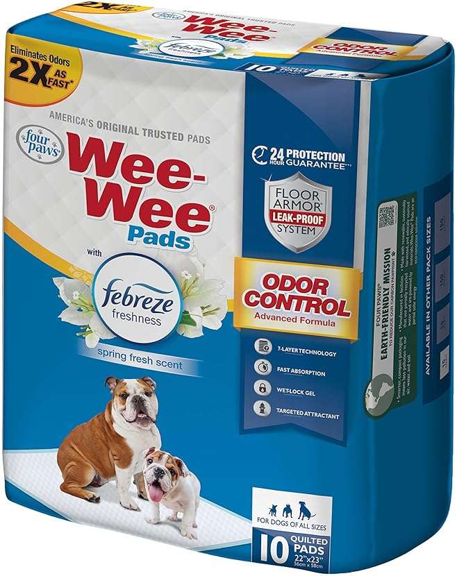 Four Paws Wee-Wee Odor Control with Febreze Freshness Pee Pads for Dogs & Puppies, Leak-Proof Dog Housebreaking Potty Training Floor Protection, Spring Fresh Scent, 22" x 23", 10 Count - Image 12