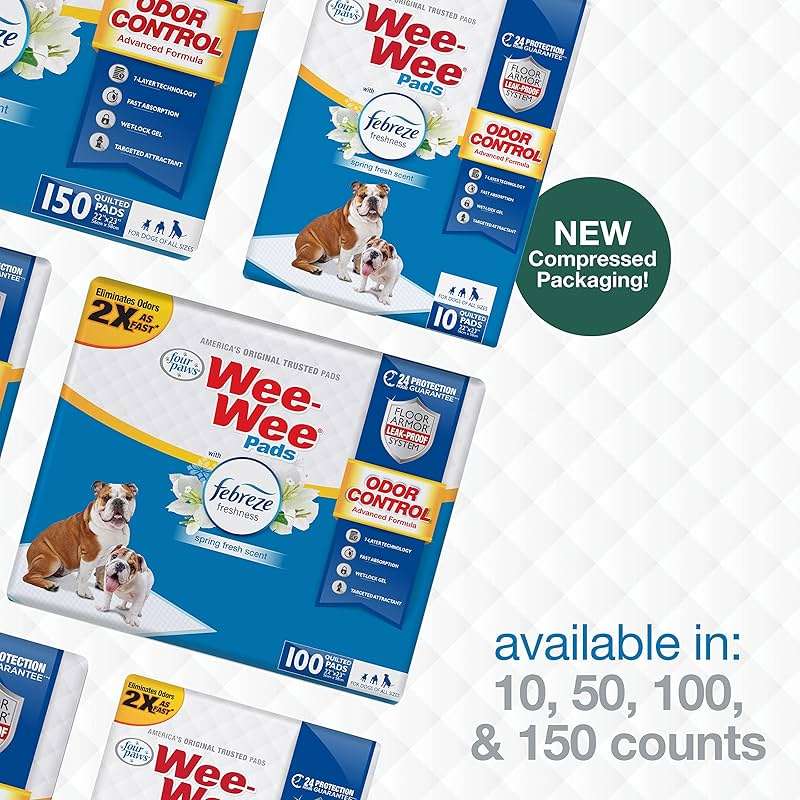 Four Paws Wee-Wee Odor Control with Febreze Freshness Pee Pads for Dogs & Puppies, Leak-Proof Dog Housebreaking Potty Training Floor Protection, Spring Fresh Scent, 22" x 23", 10 Count - Image 10