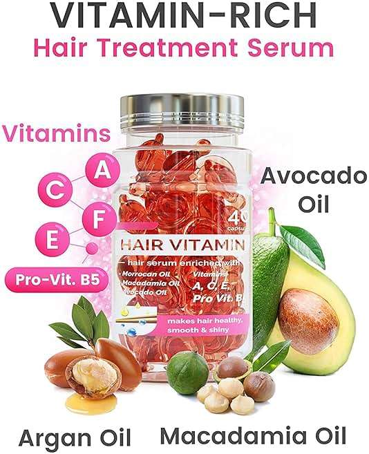 Bali Secret Hussell Hair Treatment Serum - 40 Hair Care Capsules - No Rinse - With Argan Macadamia & Avocado Oils - Vitamins A, E, & Pro B5 - Conditioner for Women & Men - Image 9