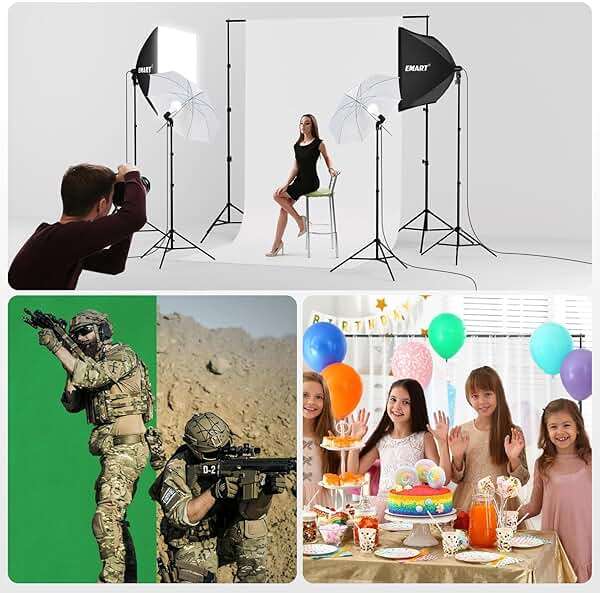 EMART 8.5 x 10 ft Backdrop Support System, Professional Photography Lighting Kit with 5500K 50W LED, 6 * 9ft Backdrop *3, Reflector,Umbrellas&Softbox Lighting Kit for Studio, Portrait, Video Shooting - Image 6