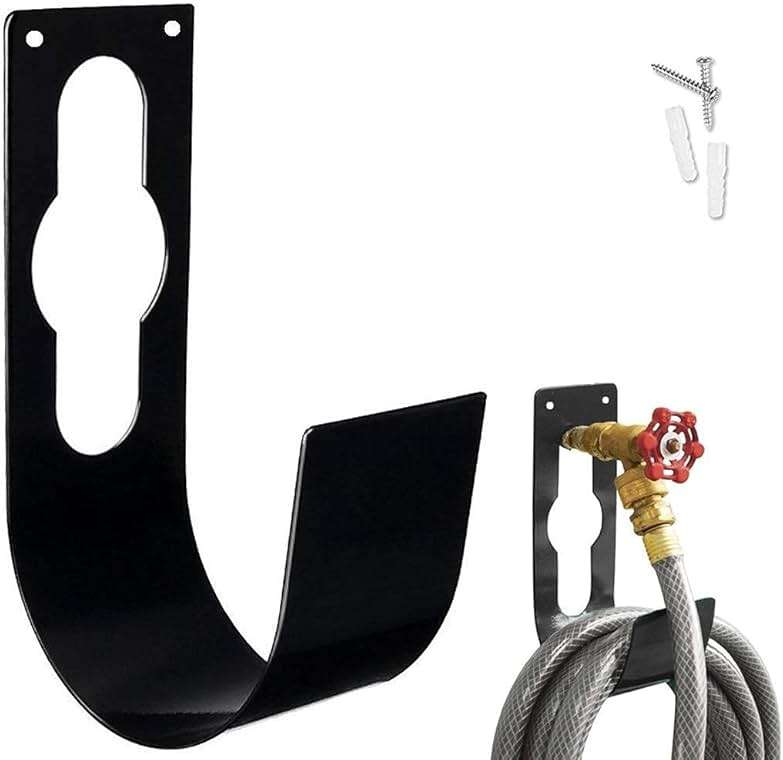 Ebliiny Garden Hose Hanger Wall Mount Heavy Duty Hose Holder Hook for 150ft 100ft 75ft 50ft Expandable Hose (Large, Black) - Image 1
