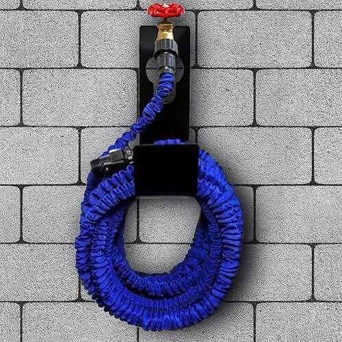 Ebliiny Garden Hose Hanger Wall Mount Heavy Duty Hose Holder Hook for 150ft 100ft 75ft 50ft Expandable Hose (Large, Black) - Image 6