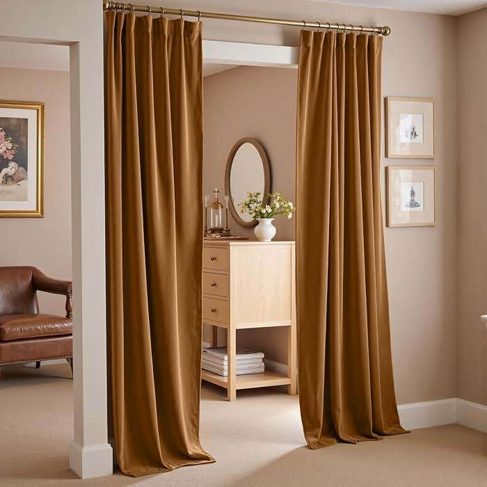 Lazzzy Velvet Blackout Extra Long Curtains Thermal Insulated Room Window Drapes Super Soft Luxury Curtains for Living Room Bedroom Rod Pocket 2 Panels, Gold Brown, 52" W x 108" L - Image 8