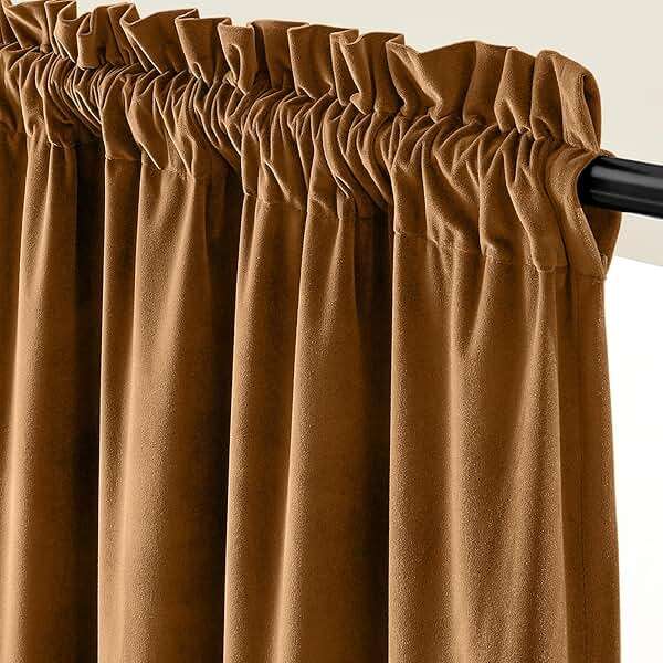 Lazzzy Velvet Blackout Curtains Thermal Insulated Room Window Drapes Super Soft Luxury Curtains for Living Room Bedroom Rod Pocket 2 Panels, Gold Brown, 52" W x 84" L - Image 4