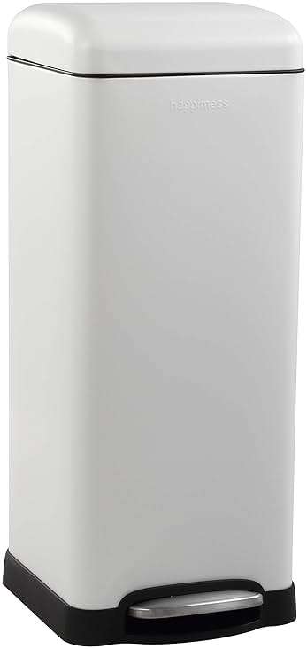 happimess 8-Gallon Cotton White Step-Open Trash Can, Durable, Odor Control, Kitchen, Bathroom, Office HPM1007A - Image 1