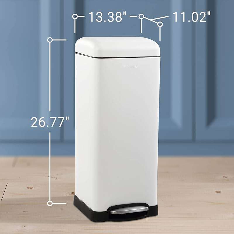 happimess 8-Gallon Cotton White Step-Open Trash Can, Durable, Odor Control, Kitchen, Bathroom, Office HPM1007A - Image 6