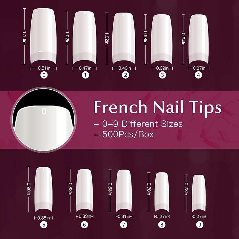 krofaue 500PCS Soft Gel False Nails Tips - Half Cover Acrylic Nail Tips 10 Sizes Lady French Style Acrylic Artificial Tip Manicure with Box for Nail Tips Art Salons and Home DIY - Image 2