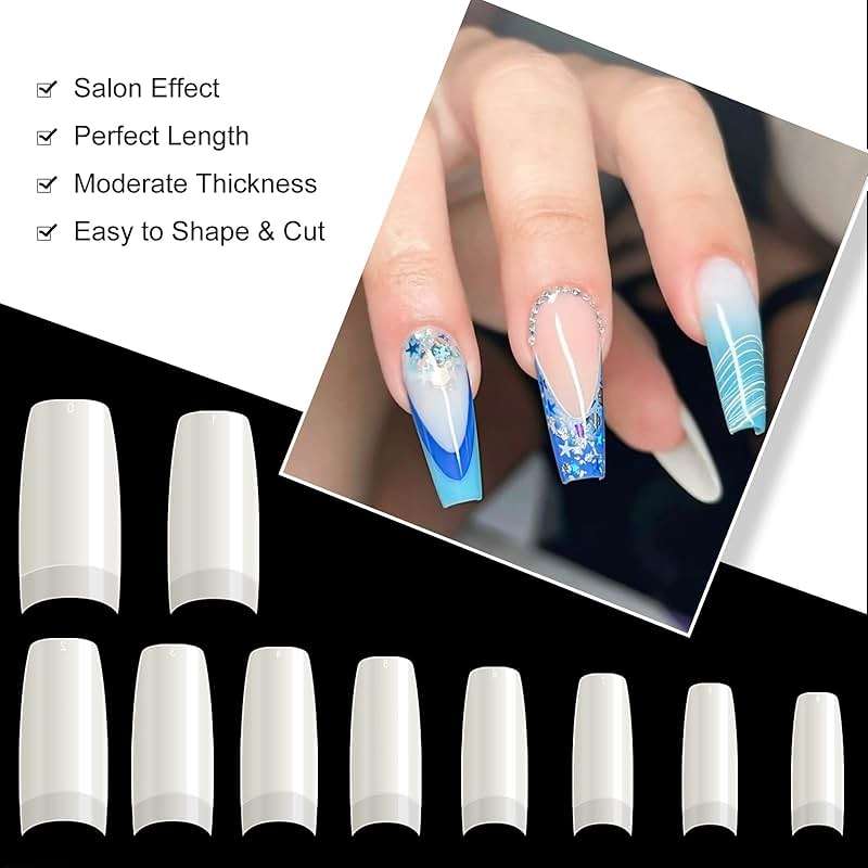 krofaue 500PCS Soft Gel False Nails Tips - Half Cover Acrylic Nail Tips 10 Sizes Lady French Style Acrylic Artificial Tip Manicure with Box for Nail Tips Art Salons and Home DIY - Image 4