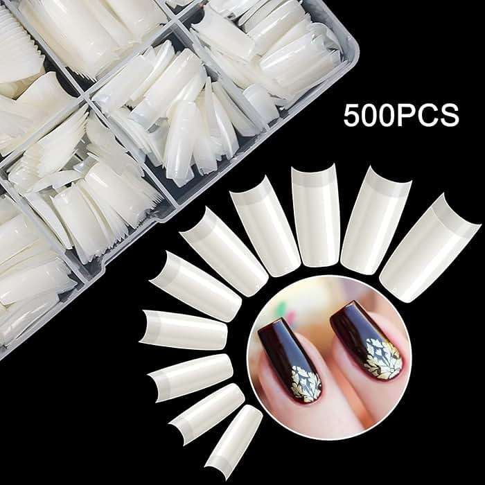 krofaue 500PCS Soft Gel False Nails Tips - Half Cover Acrylic Nail Tips 10 Sizes Lady French Style Acrylic Artificial Tip Manicure with Box for Nail Tips Art Salons and Home DIY - Image 5