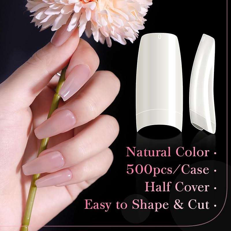 krofaue 500PCS Soft Gel False Nails Tips - Half Cover Acrylic Nail Tips 10 Sizes Lady French Style Acrylic Artificial Tip Manicure with Box for Nail Tips Art Salons and Home DIY - Image 6