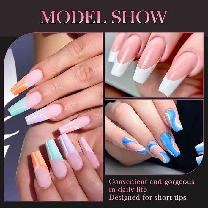 krofaue 500PCS Soft Gel False Nails Tips - Half Cover Acrylic Nail Tips 10 Sizes Lady French Style Acrylic Artificial Tip Manicure with Box for Nail Tips Art Salons and Home DIY - Image 8