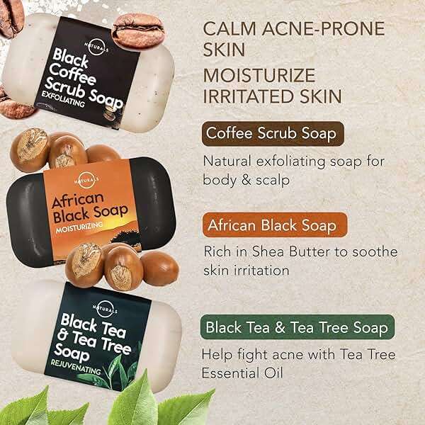 O NATURALS 100% Natural Bar Soap - Gift Set - Organic Ingredients & Essential Oils - Spa Gifts for Women & Men, Body Wash & Face Soap - 6PC Black Soap Collection - Mothers Days Gifts - Image 3