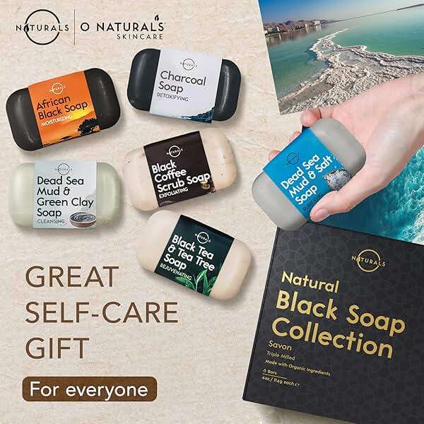 O NATURALS 100% Natural Bar Soap - Gift Set - Organic Ingredients & Essential Oils - Spa Gifts for Women & Men, Body Wash & Face Soap - 6PC Black Soap Collection - Mothers Days Gifts - Image 7