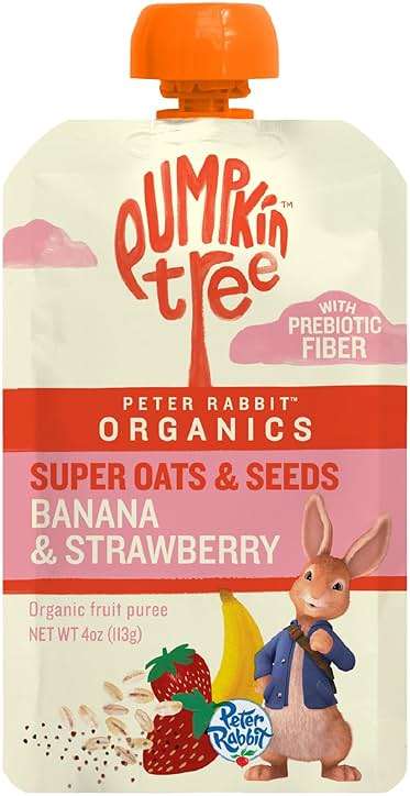 Pumpkin Tree Organics Super Oats & Seeds, Banana & Strawberry, 4 Ounce (Pack of 10) - Image 1
