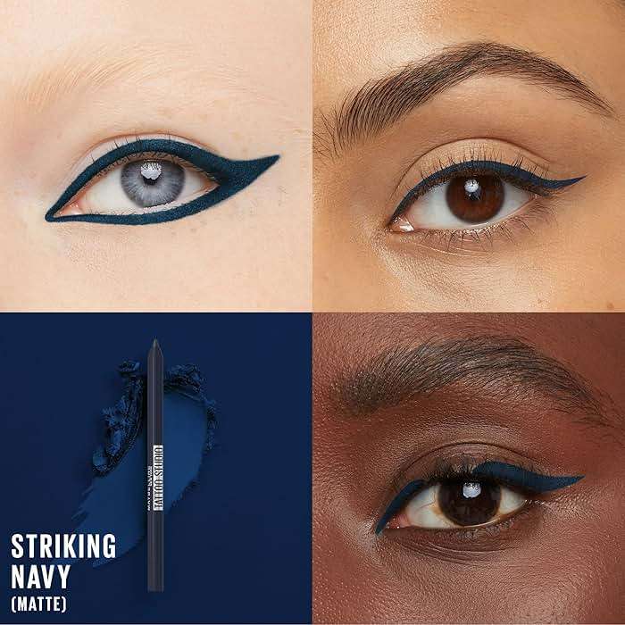 Maybelline TattooStudio Long-Lasting Sharpenable Eyeliner Pencil, Glide on Smooth Gel Pigments with 36 Hour Wear, Waterproof, Striking Navy, 1 Count - Image 2