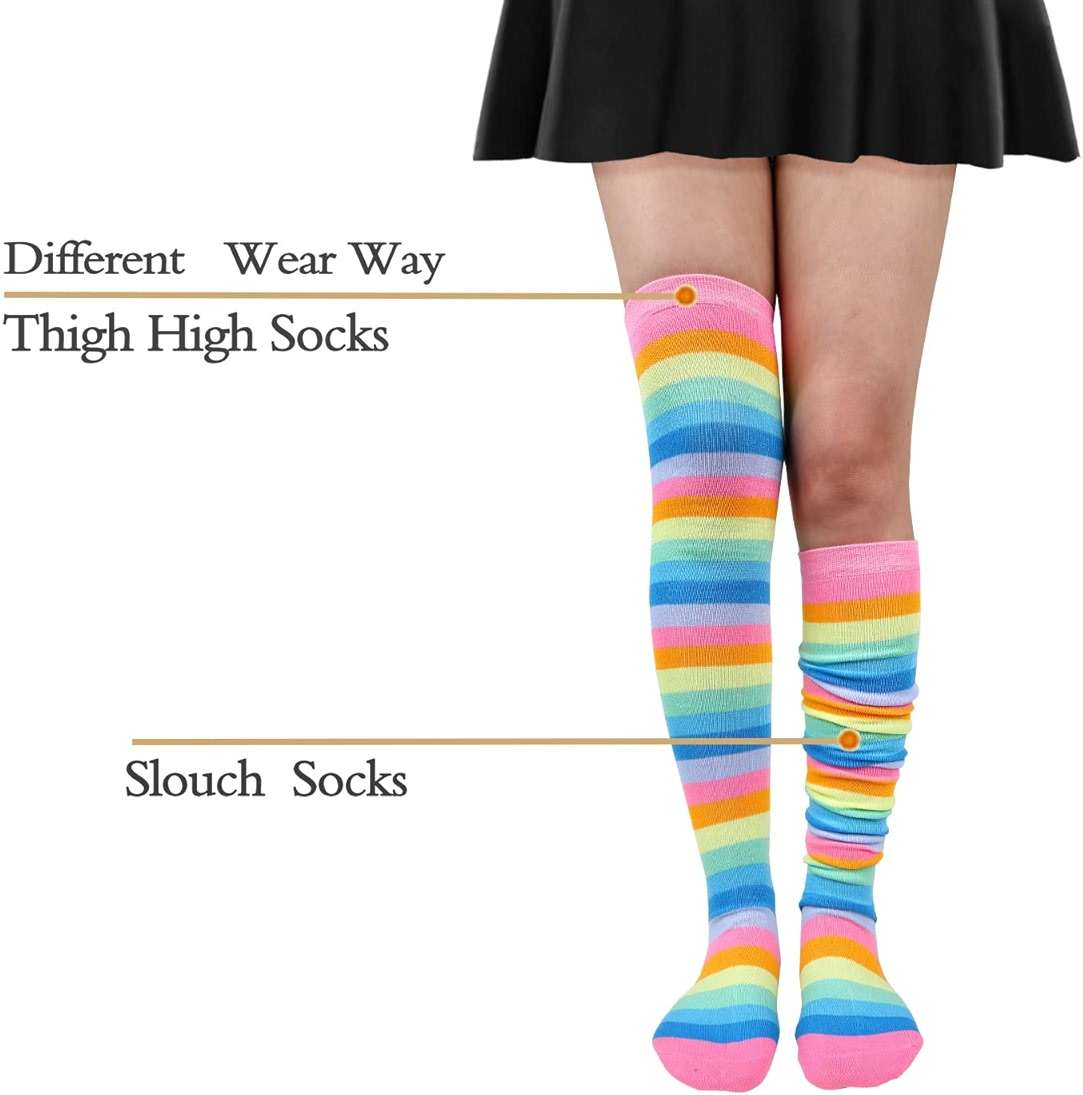 Benefeet Sox Funny Pink Striped Thigh High Socks for Women Cute Stripe Knee High Socks for Teen Girls Colorful Long Tube Sock - Image 7