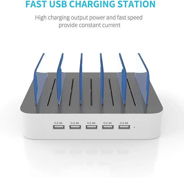 MSTJRY 5-Port Charging Station, Charges 5 Devices at Once, for Home Office Desk - Image 2