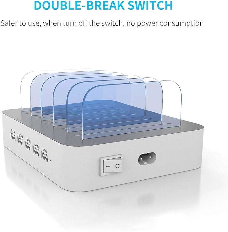 MSTJRY 5-Port Charging Station, Charges 5 Devices at Once, for Home Office Desk - Image 3