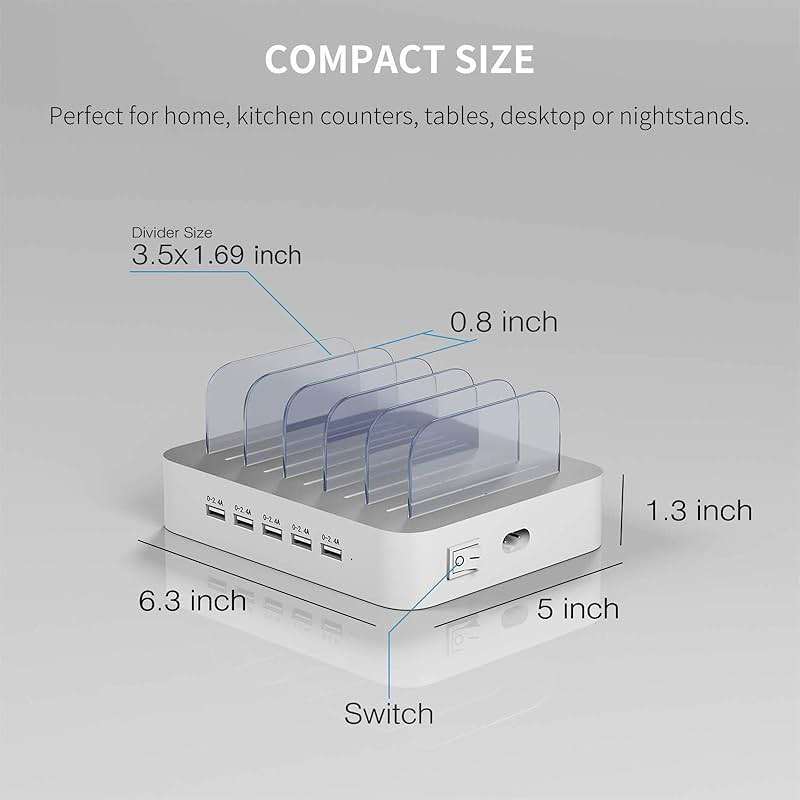 MSTJRY 5-Port Charging Station, Charges 5 Devices at Once, for Home Office Desk - Image 6