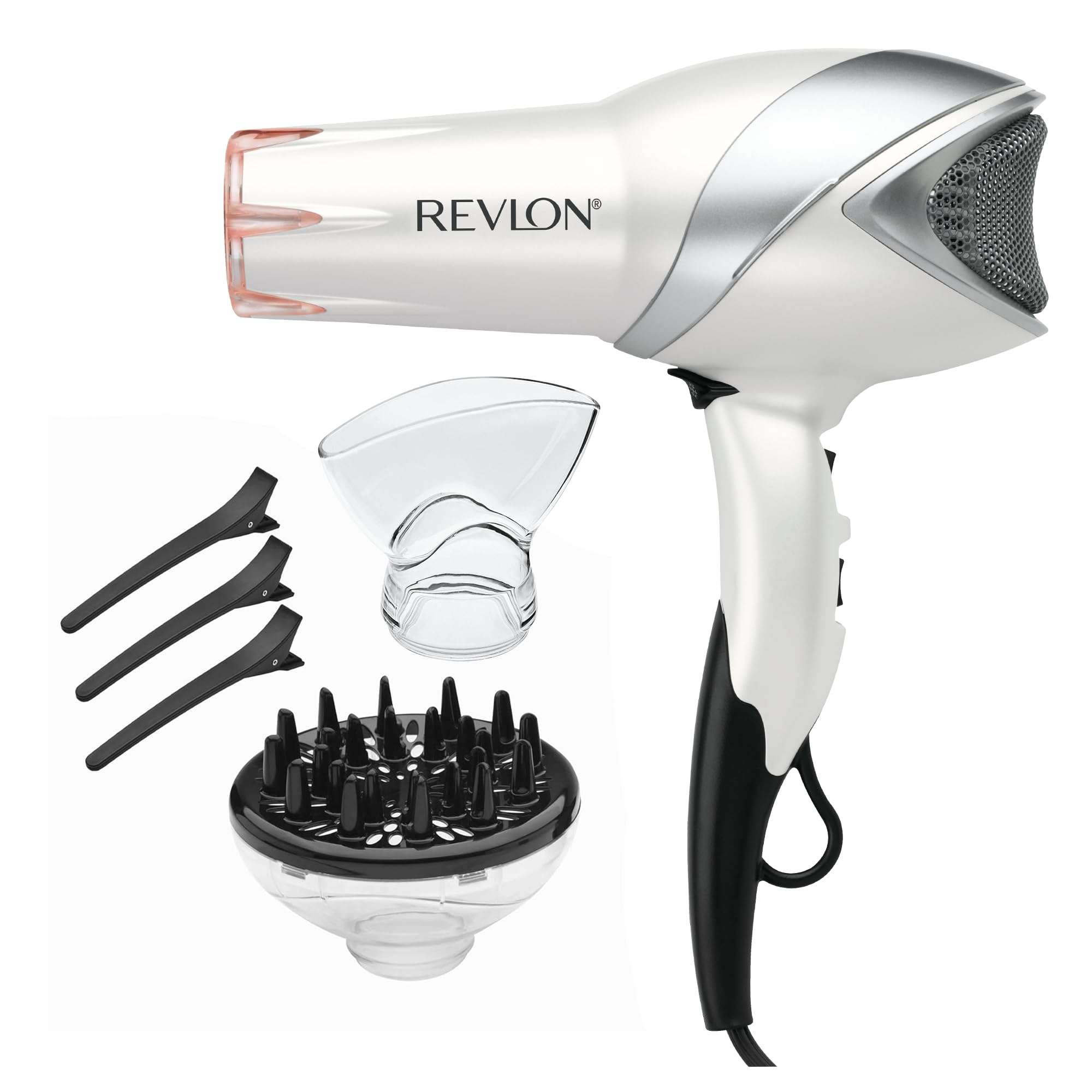 REVLON Infrared Ionic Hair Dryer with Diffuser & Concentrator, 2 Speed Settings, Blow Dryer with Tourmaline Technology for Frizz Control, 1875 Watt Power for Fast Drying, Suitable for All Hair Types - Image 1