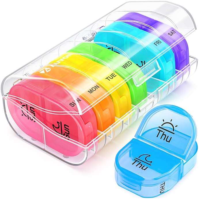 AUVON Pill Box 2 Times a Day, Weekly Pill Organizer AM PM with 7 Daily Pocket Case to Hold Vitamin, Medicine, Medication, and Supplement - Image 1