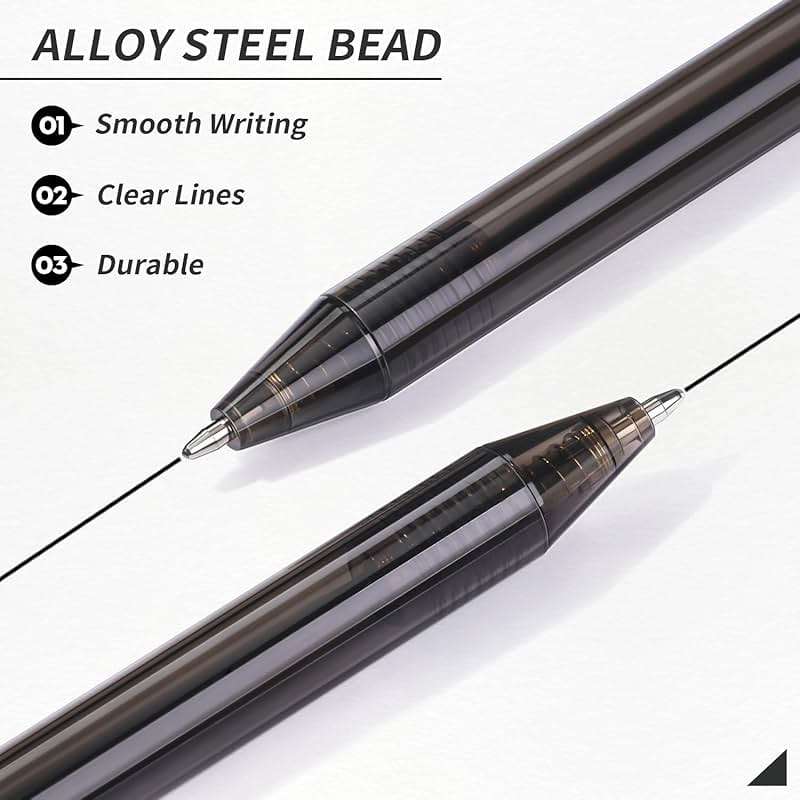Sikao Black Pens Bulk, 60 Pack Retractable Ballpoint Pens Black Ink | Smooth Writing 1.0mm Clear Lines No-Smear, Click Pens for Teachers, Students, Servers, School & Office Supplies - Image 4