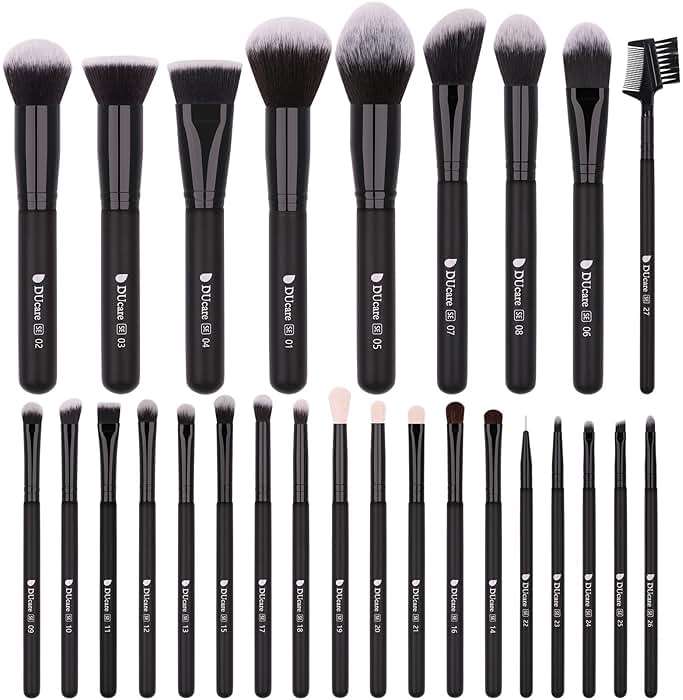 DUcare Professional Makeup Brushes Set 27Pcs Makeup Brush Set Premium Synthetic Kabuki Foundation Blending Face Powder Blush Concealers Eye Shadows Brushes - Image 9
