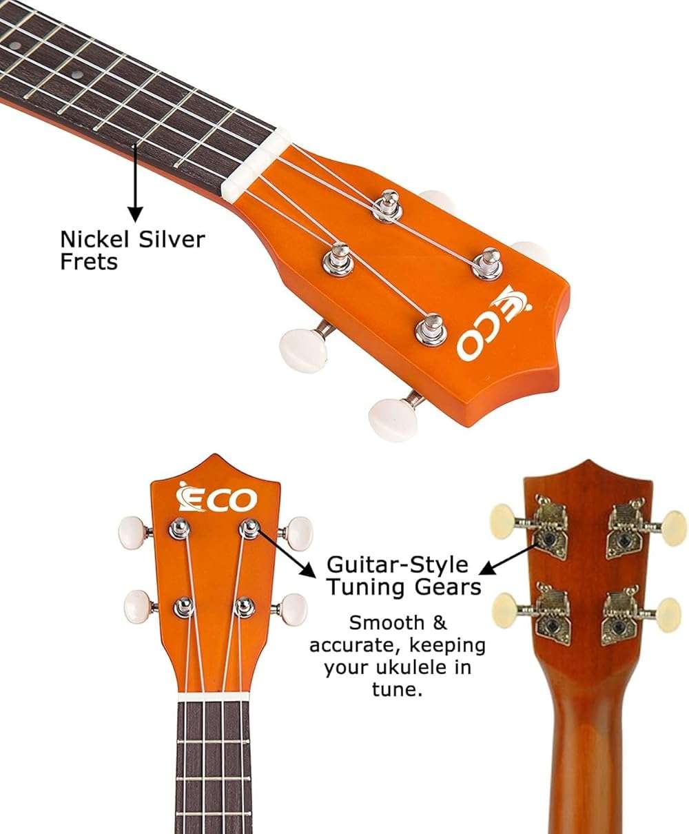 Soprano Ukulele Beginner Kit 21 Inch Ukelele w/Free Online Lesson Case Strap Tuner Strings Picks, Fast to Learn - Image 4