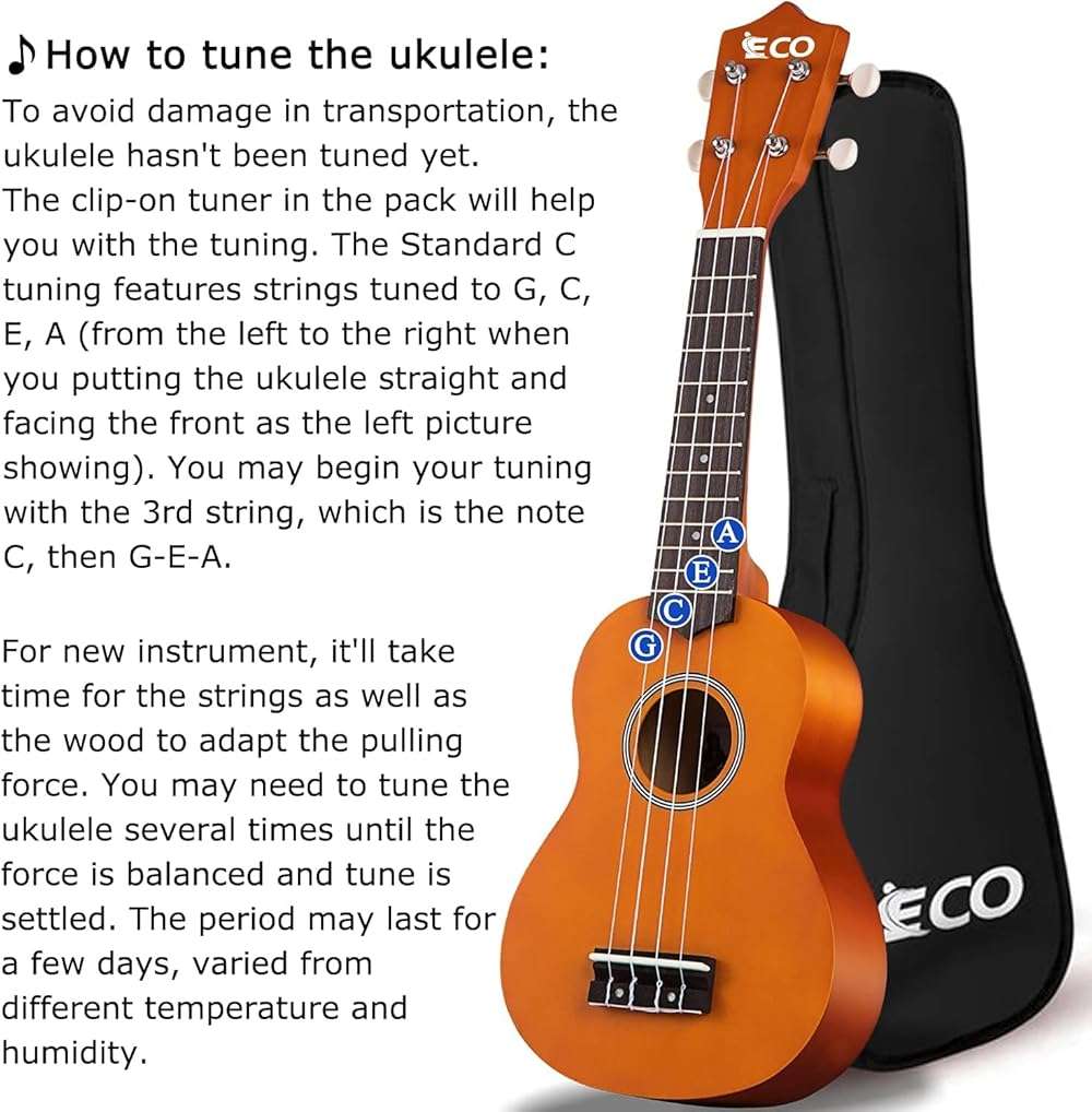 Soprano Ukulele Beginner Kit 21 Inch Ukelele w/Free Online Lesson Case Strap Tuner Strings Picks, Fast to Learn - Image 6