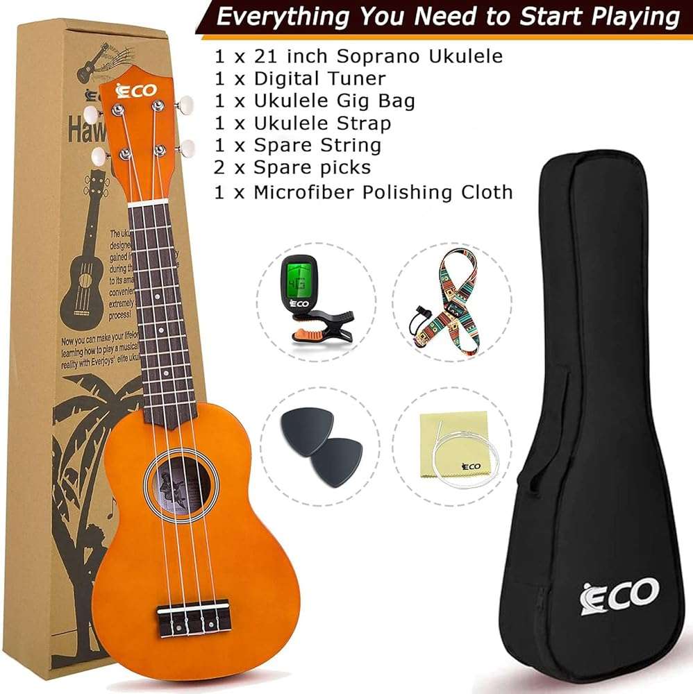 Soprano Ukulele Beginner Kit 21 Inch Ukelele w/Free Online Lesson Case Strap Tuner Strings Picks, Fast to Learn - Image 7