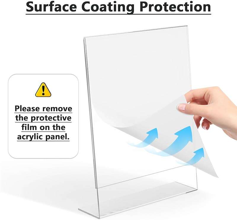 MaxGear 6 Pack Acrylic Sign Holder 8.5 X 11, Plastic Paper Holder With Vertical Slanted Back, Picture Photo Frames Display Stand Flyer and Document Organizer for Office Desktop Use - Image 3