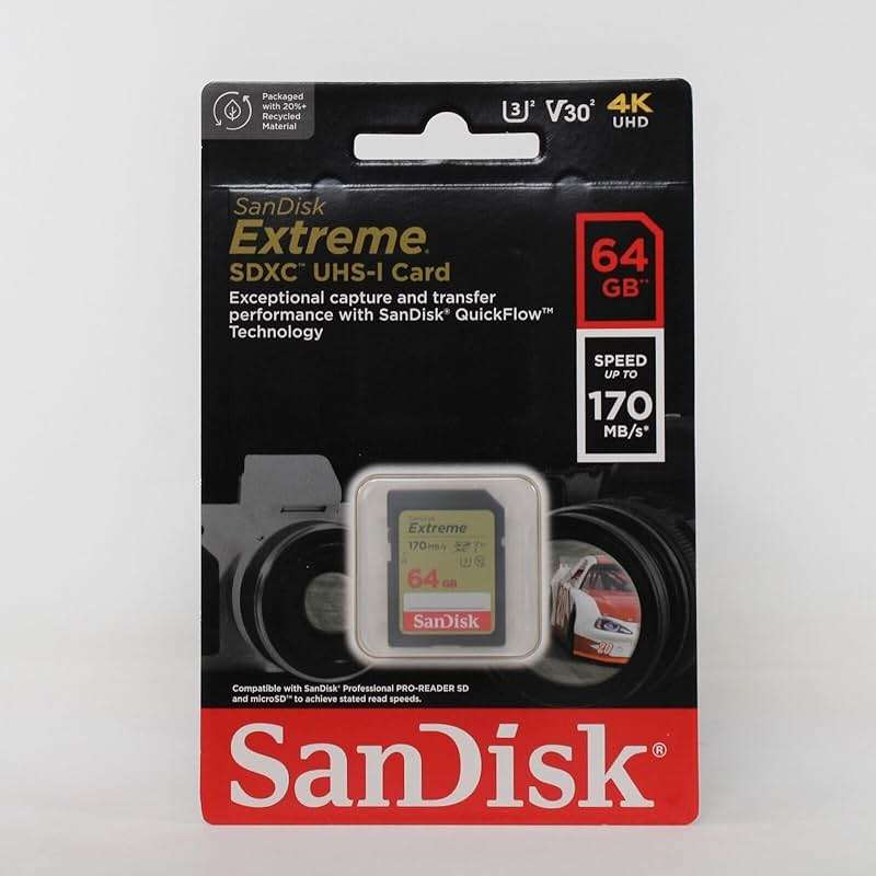 SanDisk 64GB Extreme SDXC UHS-I Memory Card - 150MB/s, C10, U3, V30, 4K UHD, SD Card - SDSDXV6-064G-GNCIN - Image 3
