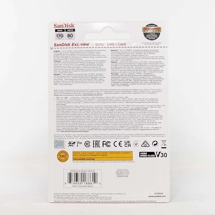 SanDisk 64GB Extreme SDXC UHS-I Memory Card - 150MB/s, C10, U3, V30, 4K UHD, SD Card - SDSDXV6-064G-GNCIN - Image 4
